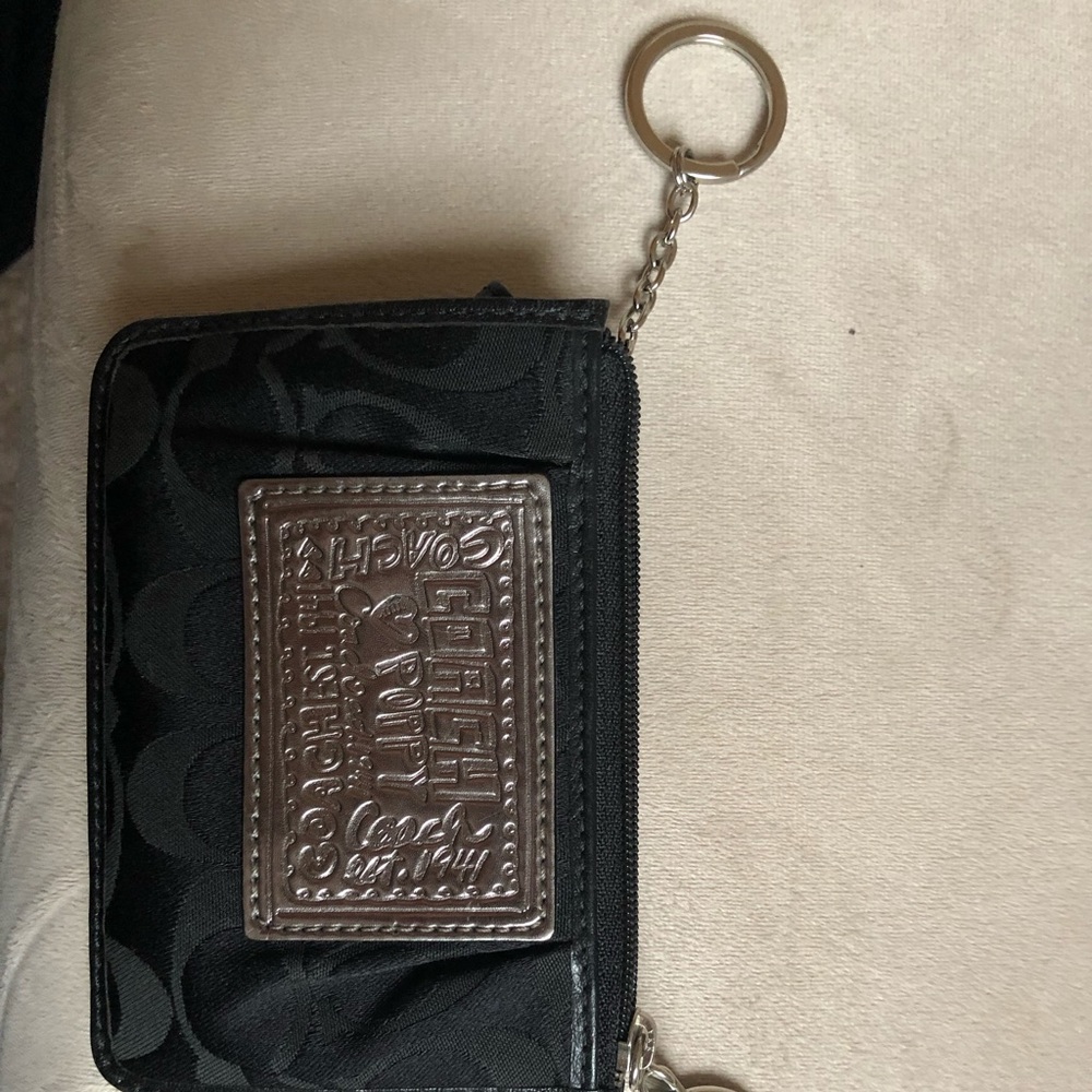 Black Coach keychain mini-wallet